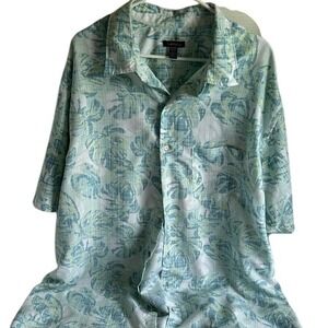 Van Heusen Men's Green and Blue Casual Button Up Shirt‎ 2XL Preowned